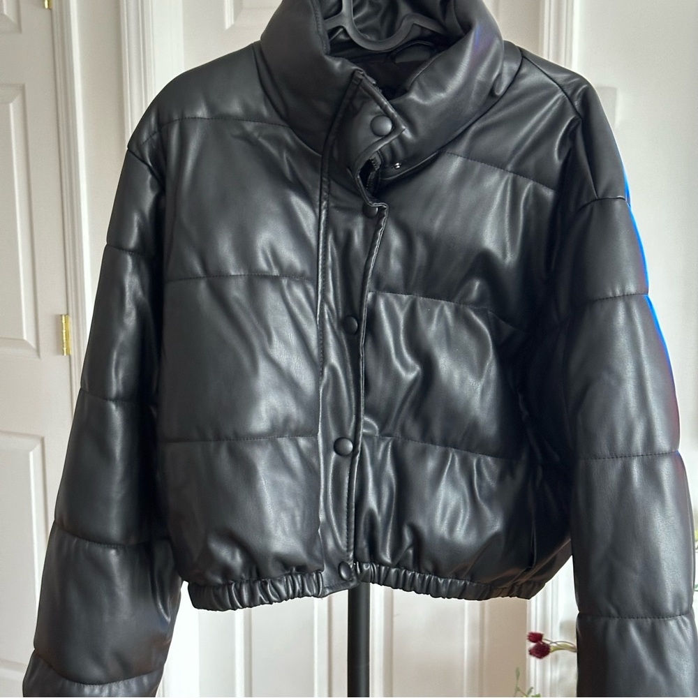 Zara black puffer coat.
